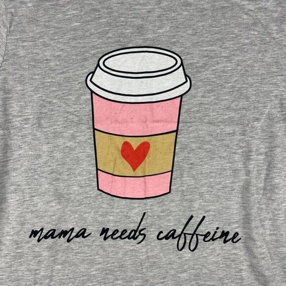 Hybrid Apparel Women's X-Large Gray Mommy Needs Caffeine Graphic SL Shirt XL - Picture 2 of 8